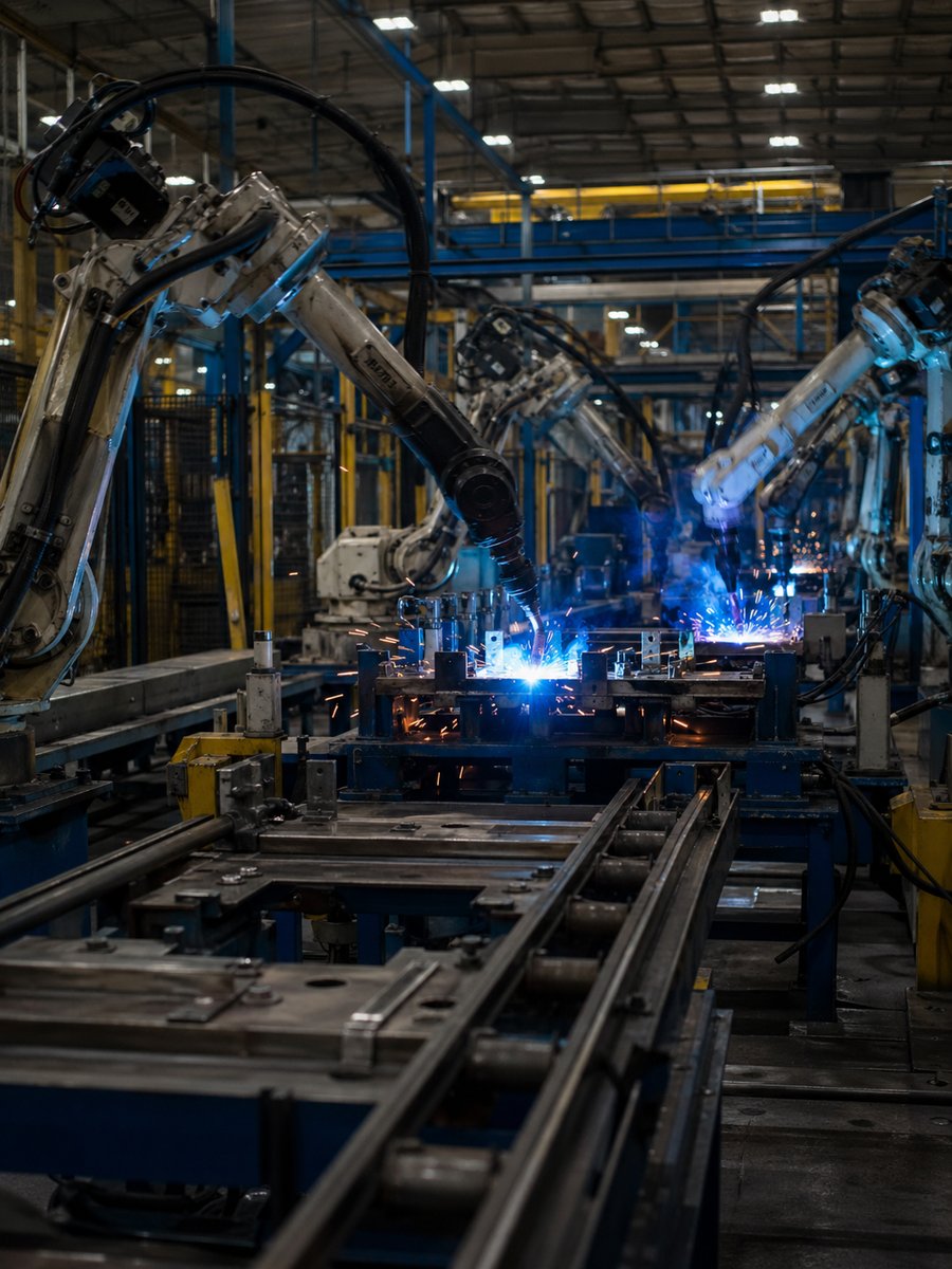 Industrial automation and manufacturing line with robotics